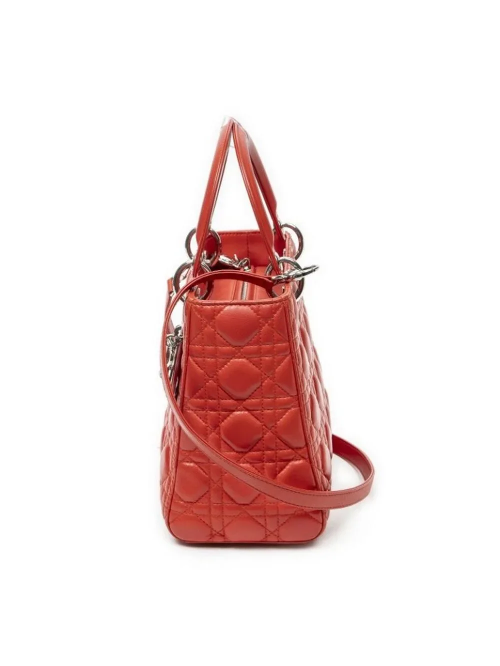 ★SOLD★ Dior Lady Dior Zip Red Cannage Lambskin Leather Handbag - Picture 3 of 10